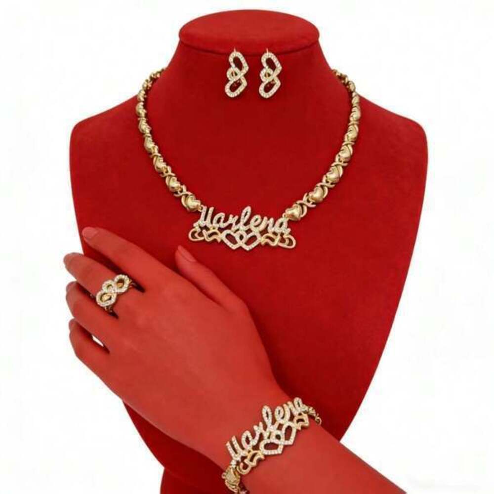 Gold Heart Crystal Jewelry Set - Necklace, Earring Y2K Gift Minimalist